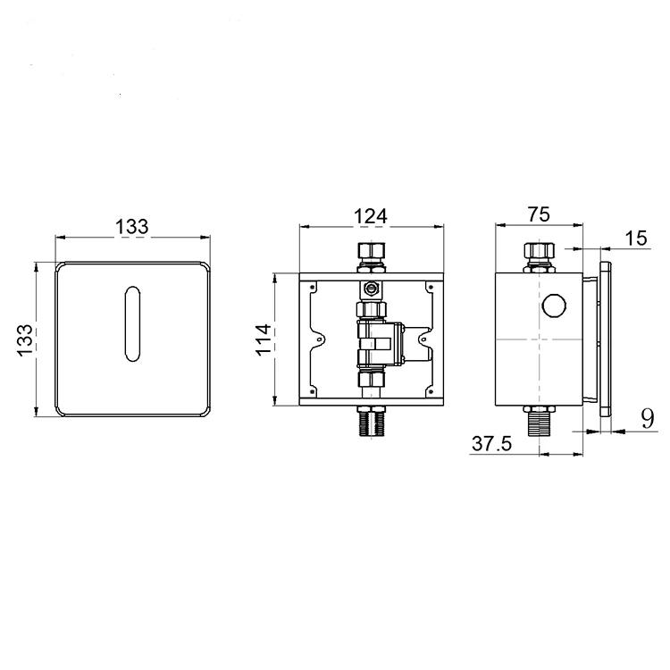 HY-321D Automatic Sensor Urinal Flush Valve Touchless Wall-Mounted Brass Flusher for Bathroom