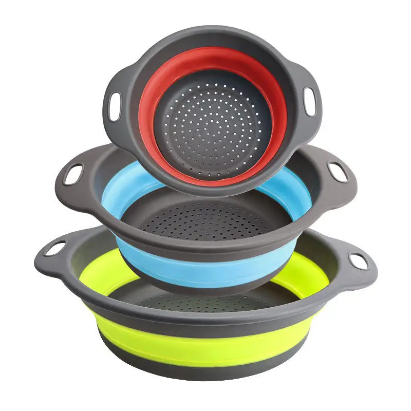 Kitchen Collapsible Colander draining basket Fruit vegetables Filter basket washing basket Strainer
