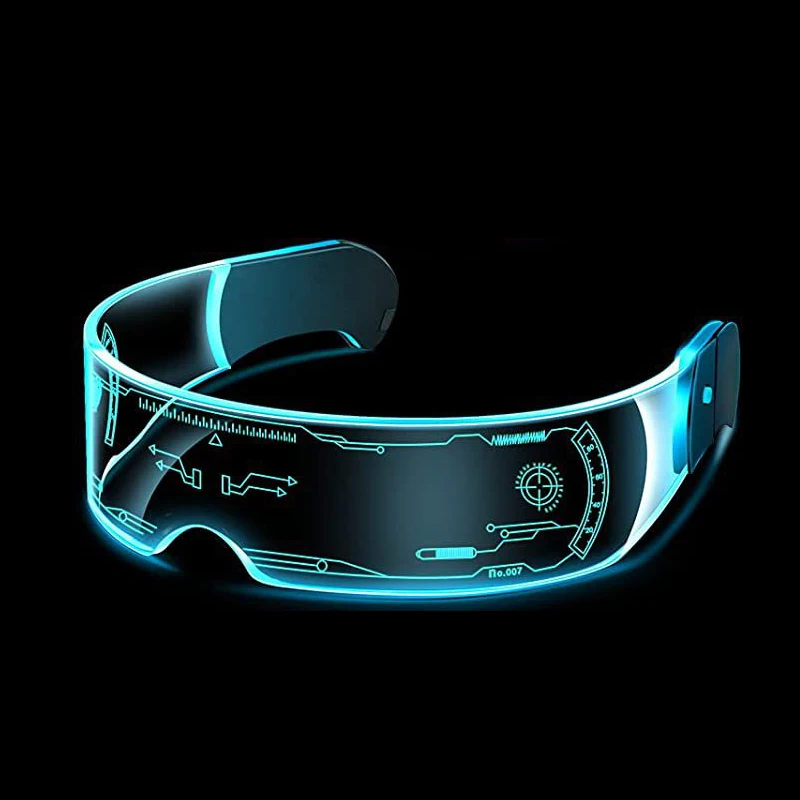 Hot Sale Custom Logo LED Party Glasses Futuristic Cyberpunk Flashing Glow Light Up Luminous Glasses Festival For Adult