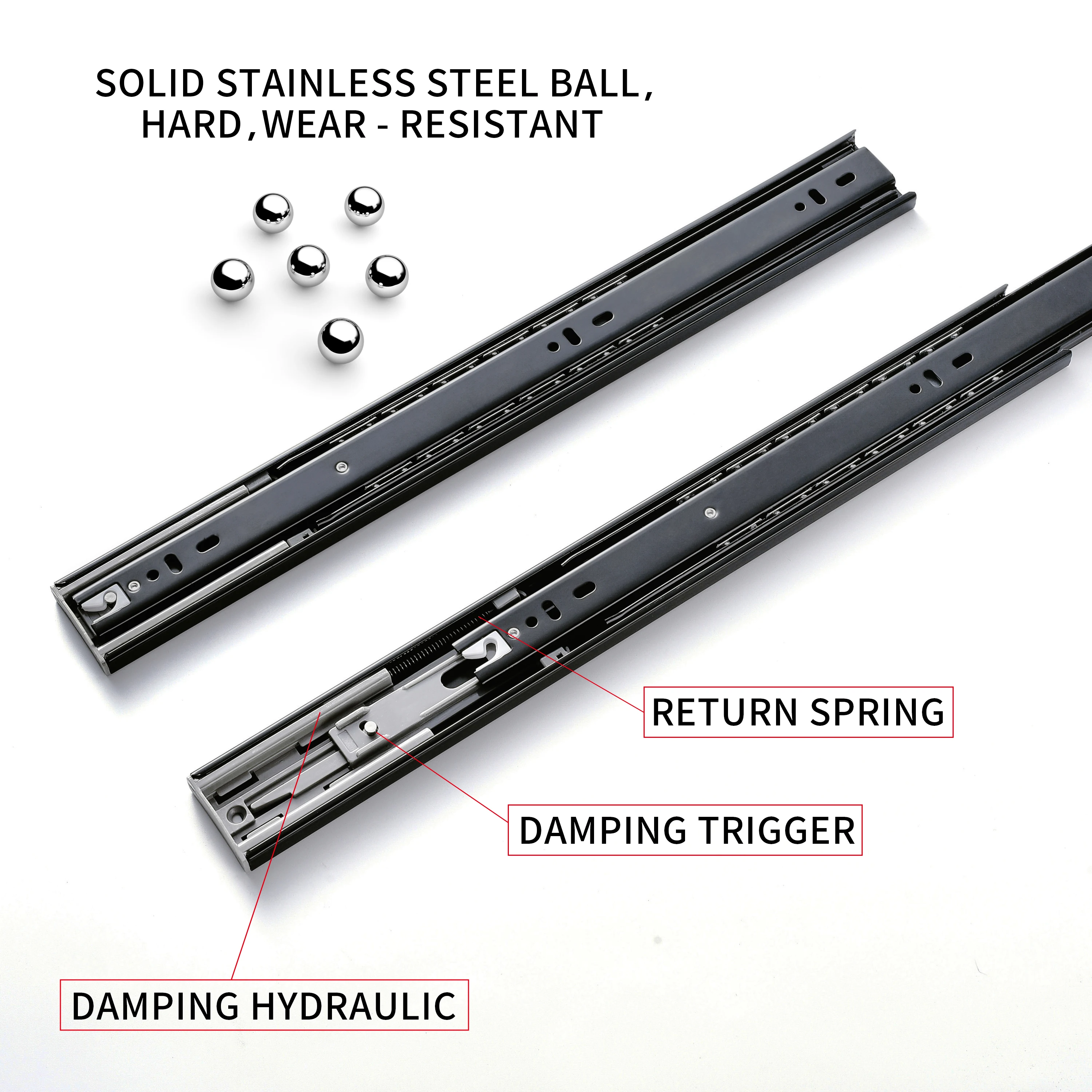 SNEIDA 45 Mm Manufacturing Soft Close Telescopic Slide Push Open Full Extension Channel Rails Ball Bearing Cabinet Drawer Slides
