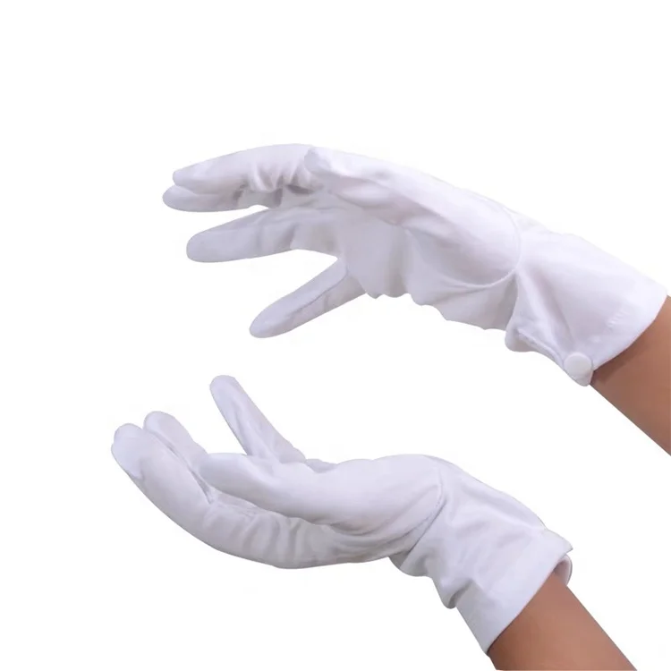 White Cotton Hand Gloves Strap Ceremonial Nylon Glove Custom patterned gloves