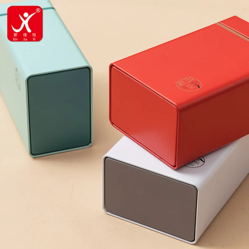 Custom production accepted Packing 12cm 18cm high Sealed Rectangle Tinplate Packing Tea Container Canisters