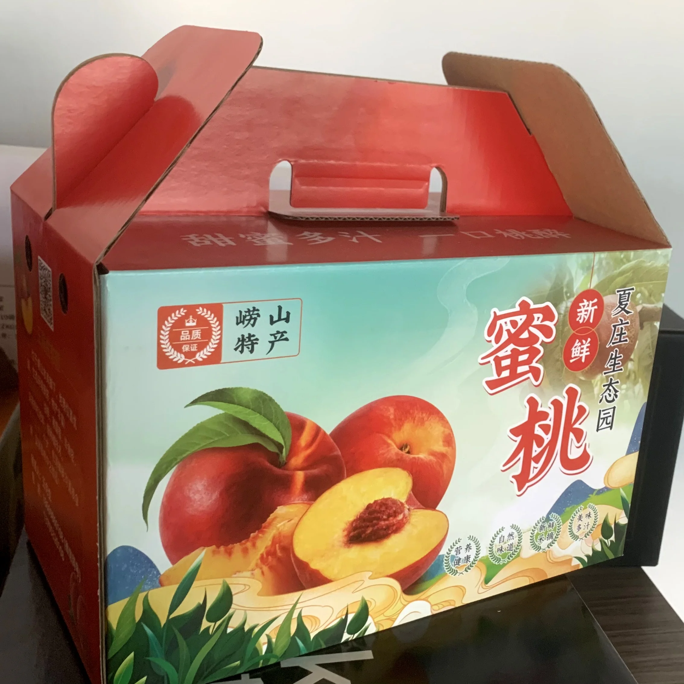 Упаковочные коробки для пищевых продуктов с ручкой упаковка упаковочные из крафт-бумаги упаковки фруктов гофрокартона по индивидуальному заказу
