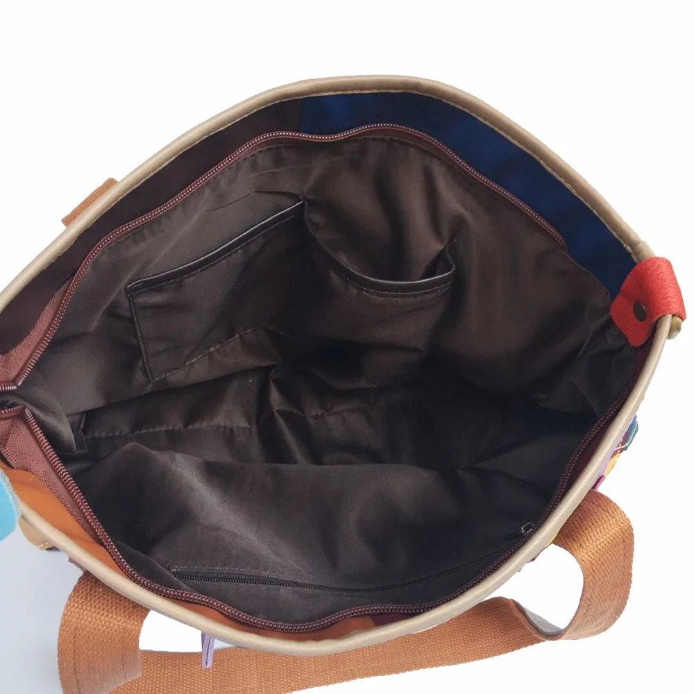 designer woman lady vintage casual street bohemian contrast color diamond check patchwork leather totebag shoulder crossbody bag