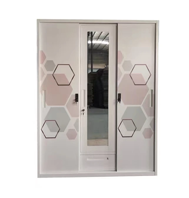 Factory Wholesale Modern Customized Bedroom 2 Doors Almirah Wardeobes Furniture Metal Wardrobe