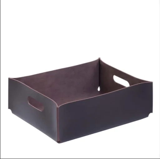 Rectangle pantry leather storage organizer basket