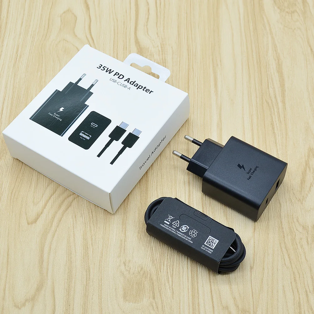 Multi-functional EU Plug 35W charger USB Type C Dual Port Fast Charging Adapter And data cable set for mobile phone
