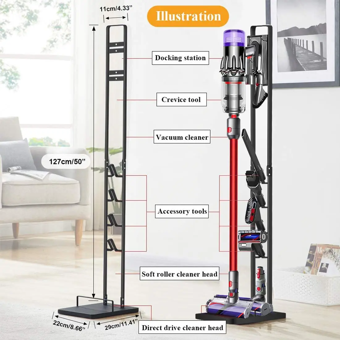 3 tire Metal Vacuum Accessories Stable Storage Bracket Holder Stand for Dyson Handheld