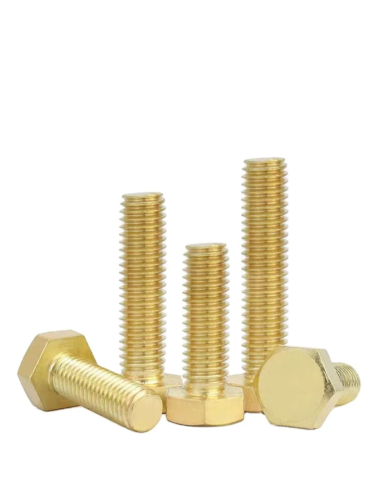 Finish Machining Brass Hexagonal Bolt DIN933 High Anti-corrosion Wear Resistance Hex Head Bolts M6 Bolt M1.6-M52