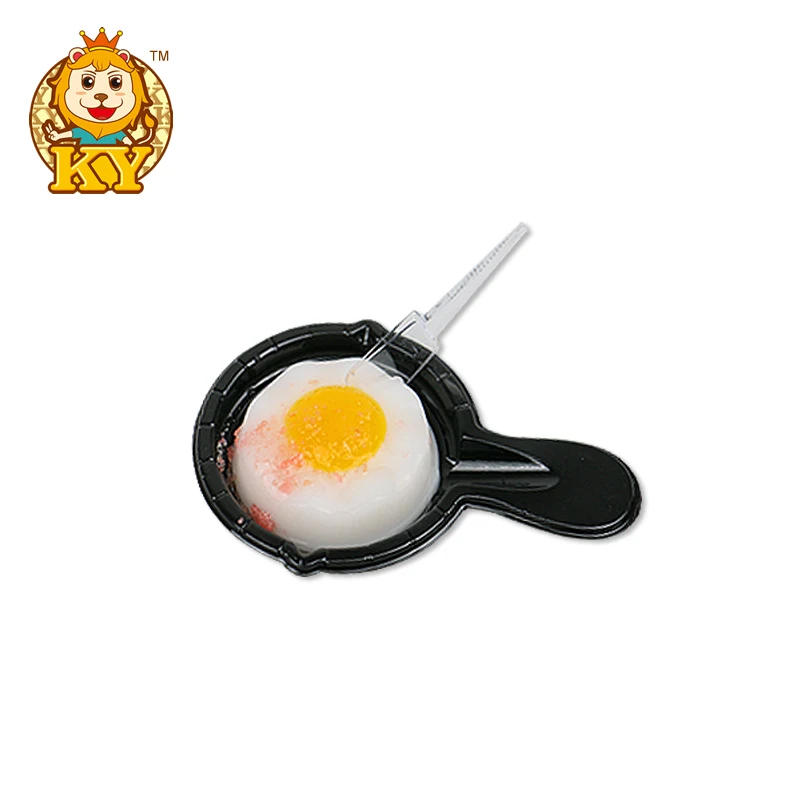 Hot selling snack food soft candy fruity flavor funny fried egg shape  fast food gummy  jelly pudding candy toys for kids