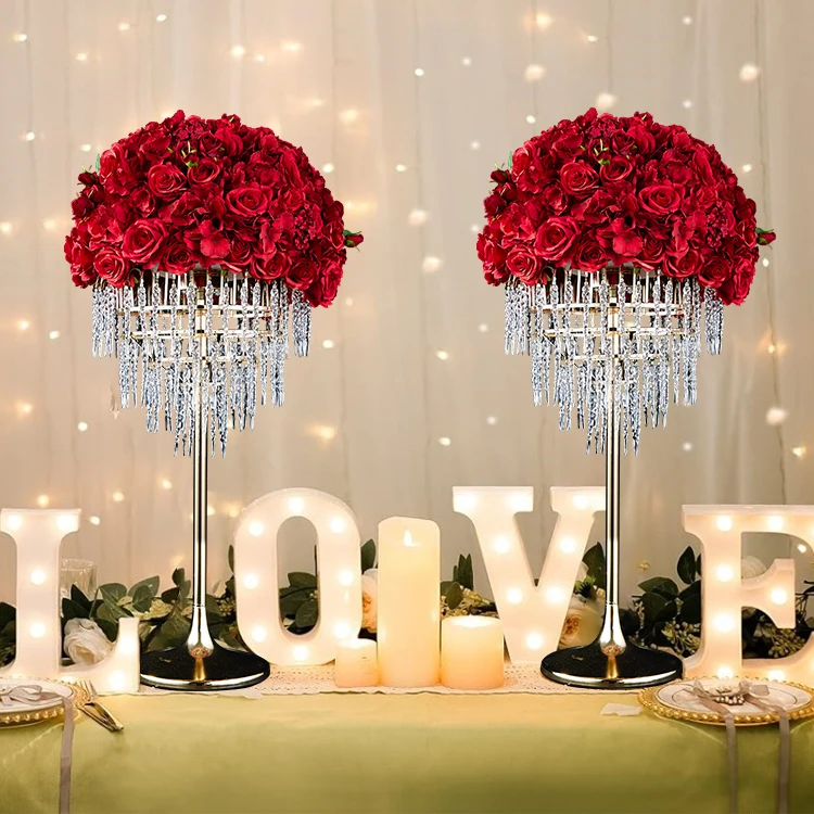 Xinyuanxing New Design Rechargeable Remote Control Wedding Decoration Floor Acrylic Iron Flower Display Stand