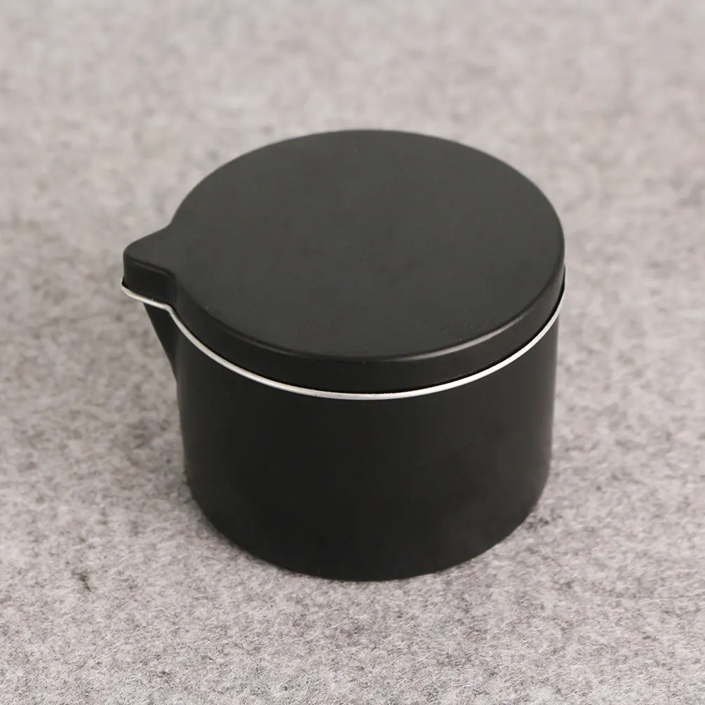 Custom printed seamless aluminum silver black  tea light tin candle holder empty massage candle tin can with spout