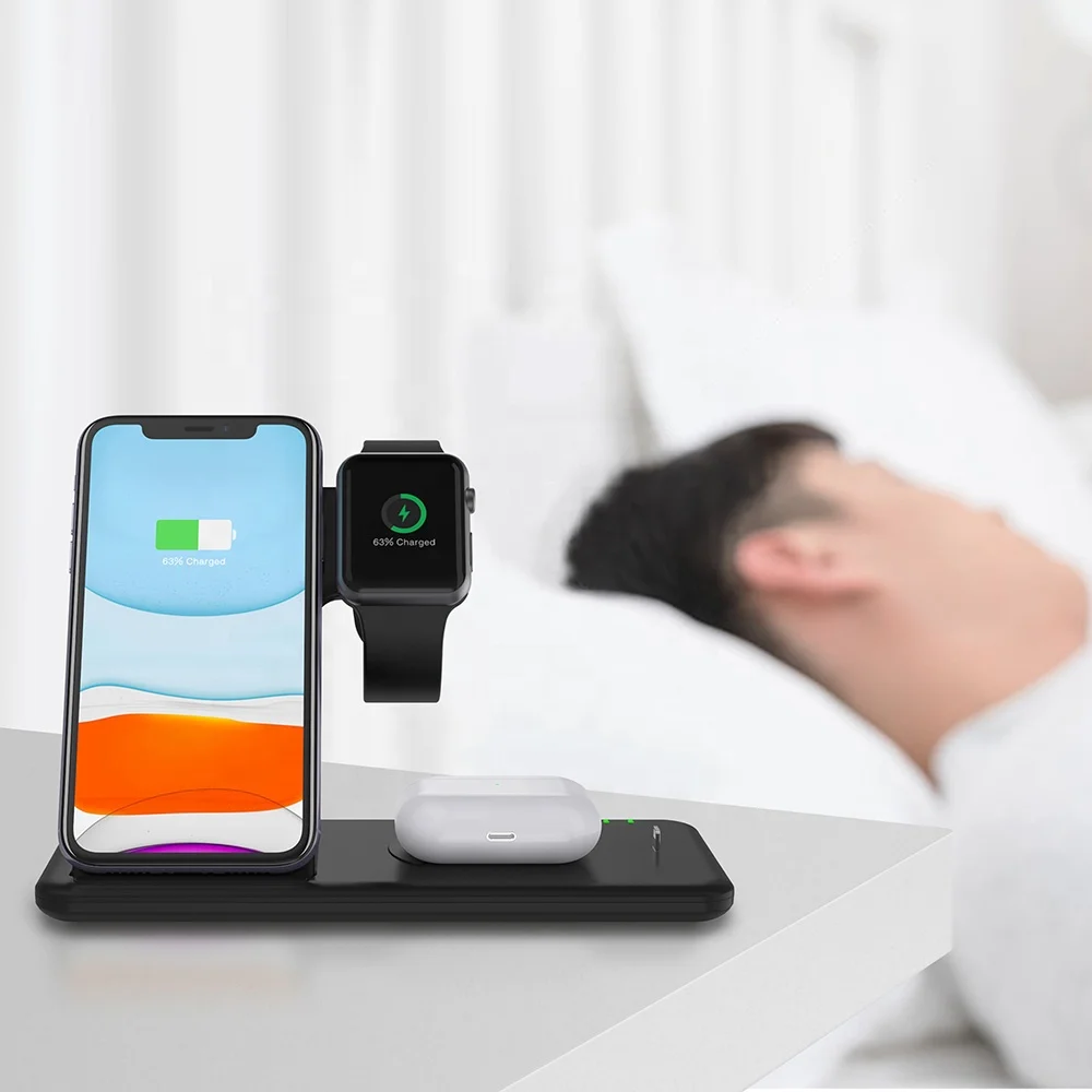  4 in 1 18W Desktop Portable Wireless Phone Charger for Iphone Iwatch