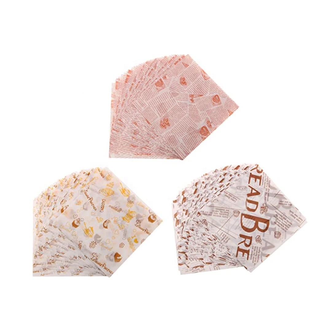 Customized Color Printed Logo Food Grade Pe Coated Patty Burger Sandwich Wrap Paper Wax Paper Greaseproof Waterproof Paper