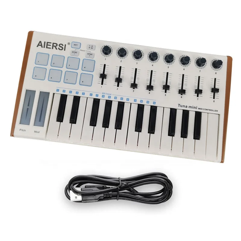 Aiersi brand midi controllers mini piano usb musical instrument piano keyboard 25 keys portable piano