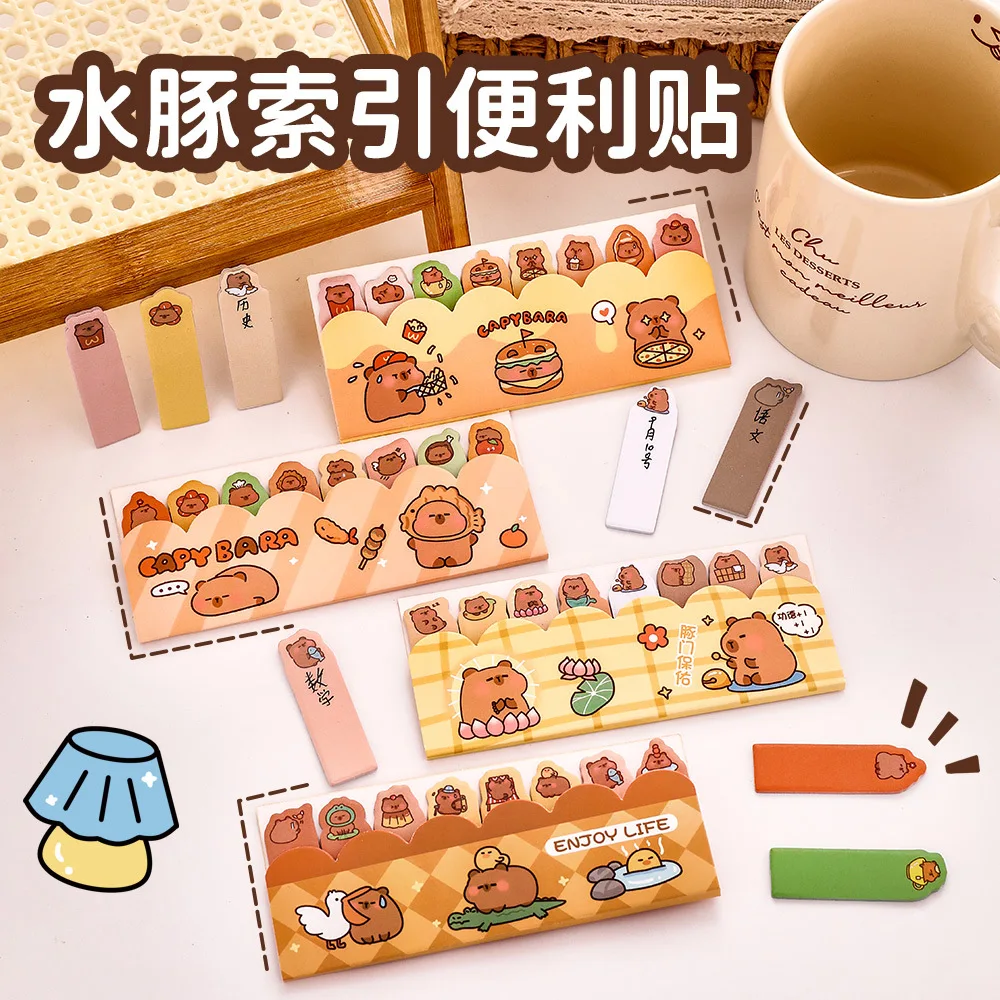 15 sheets per pack cartoon puffer fish rows stand convenience stickers cute marking index stickers capybara sticky notes