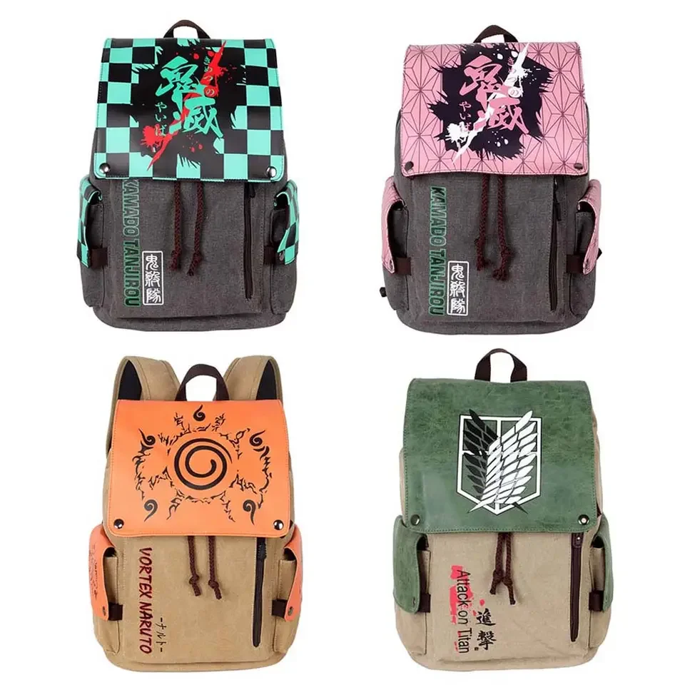 15 Designer Bags Cartoon Canvas School Students Bag My Hero Academia Kakashi Totoro Demon Slayer Anime Backpack