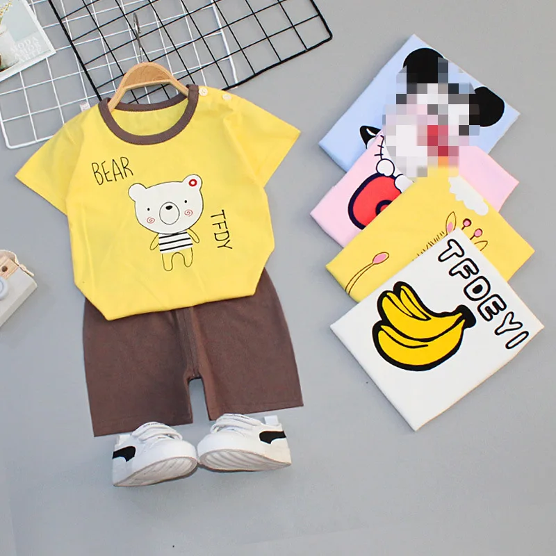 
Modern Design Boys Children Sleepwear Short Sleeve Kids Nightwear Cotton Children Pajamas 2pcs Set 