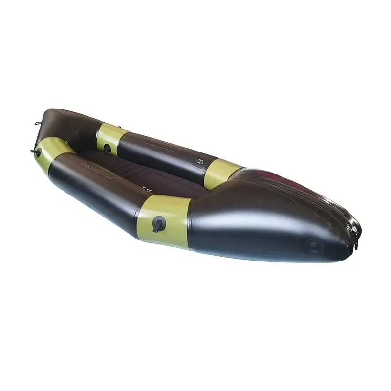 River Expedition Ultralight Inflatable Kayak Fishing Boat Self bailing Packraft with Fishing Rod Holder