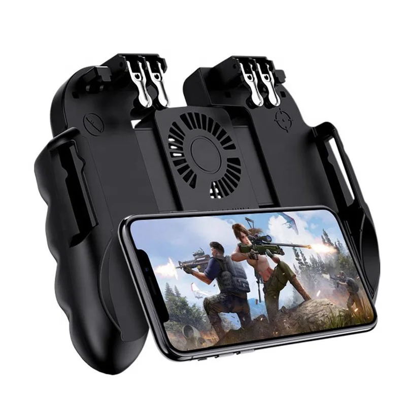 
H9 Six Finger Cooler Fire Button Handle Trigger Joystick GamePad wireless mobile game controller for pubg mobile With Fan 