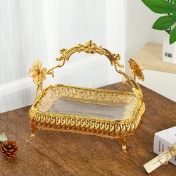 European style retro round fruit tray with waist collection and basket, square fruit basket furniture, living room dessert tray