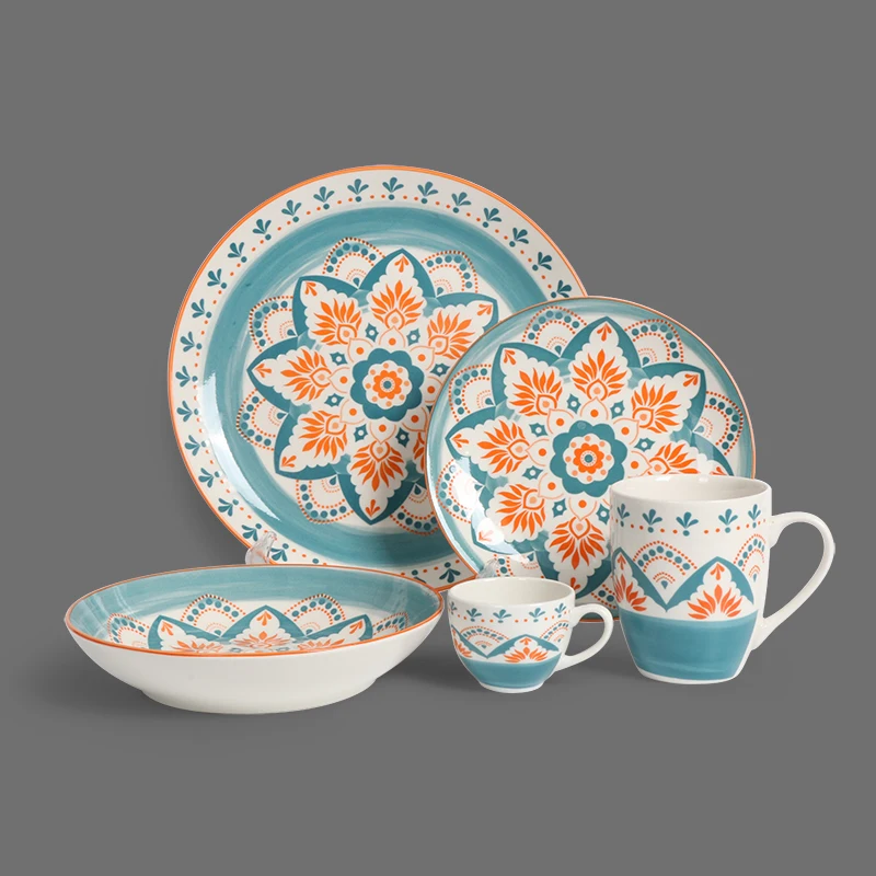 Tableware Custom Logo Printing Pattern Plates Sets Dinnerware Porcelain Ceramic Dinnerware Set