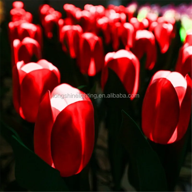 Tulip artificial led garden light solar led Flower light Color Changing Rose Lights for Yard Garden Decoration