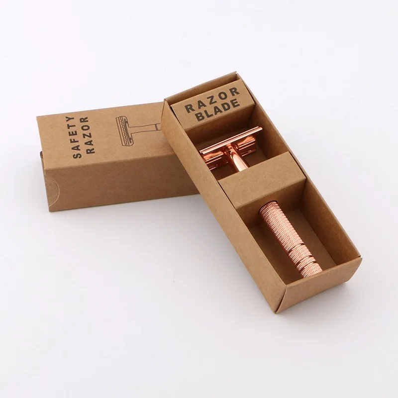 Hot Selling New design double edge blades shaving safety razor rose gold travel reusable safety razor