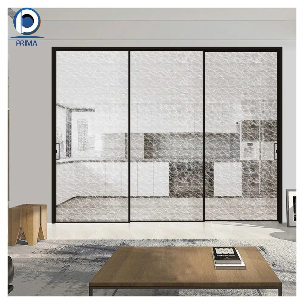 Modern style aluminum profiles exterior bi folding sliding patio doors slim narrow frame glass door