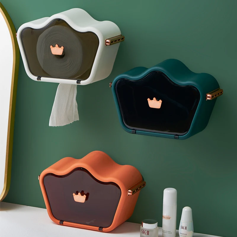 Ванная комната украшения настенные туалетная бумага коробка Пылезащитный Водонепроницаемый держатель для туалетной бумаги органайзер косметики ящик хранения