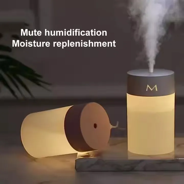 Ultrasonic Air Diffuser Usb Capacity 260ML Small Portable Alcohol Humidifier For Home Bedroom Mini Humidifier with Night Lamp