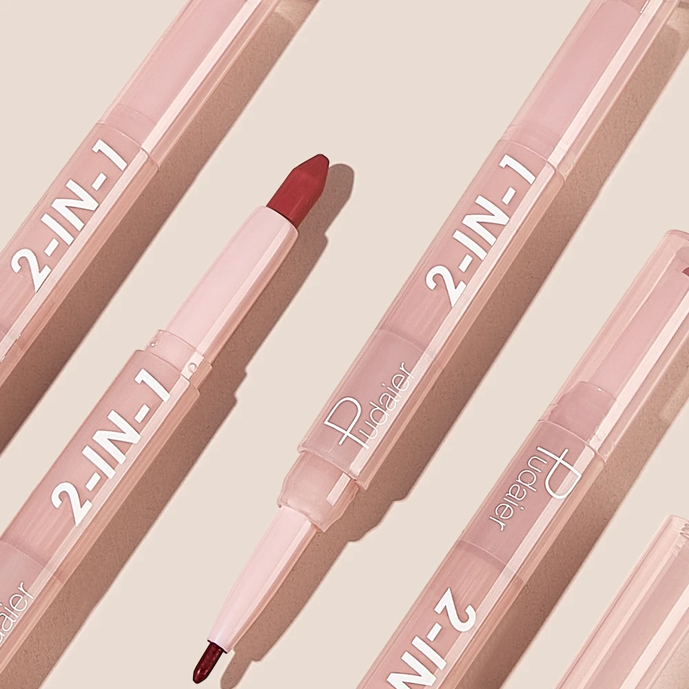 Custom Lip Stick And Lip Liner Private label Nude Lipstick Lipliner 2 in 1 Matte Lipstick With Lip Liner Pencil