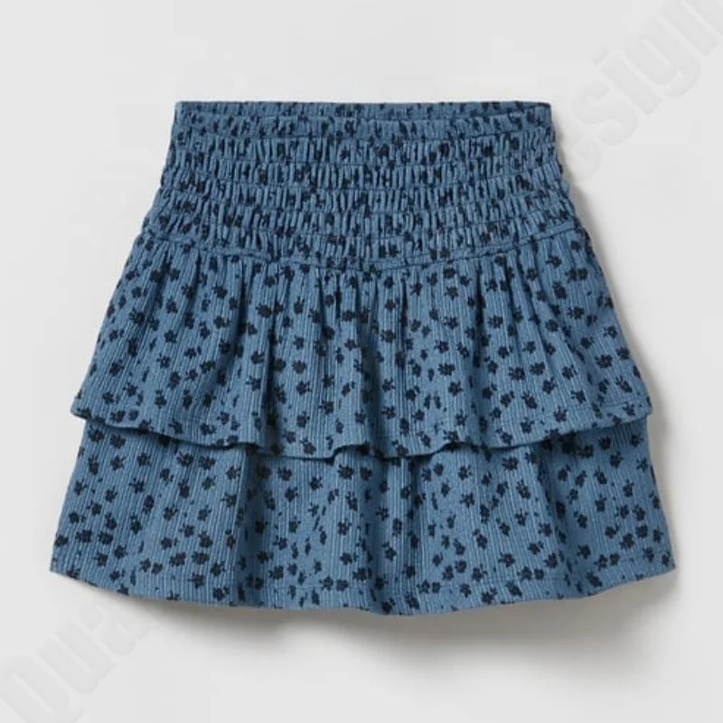 Textured Floral Bermuda Skort Blue New Arrivals High Waist Plaid Skirt Casual Women Elegant Short Mini Skirt