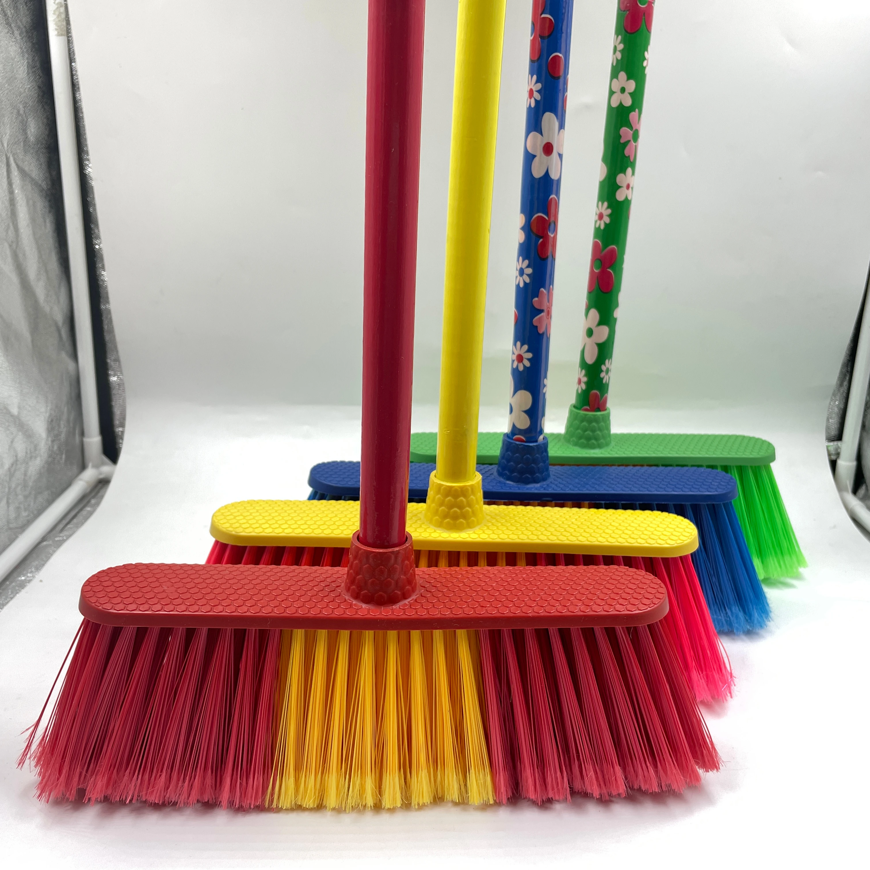 soft broom wooden brush head with handle for household cleaning