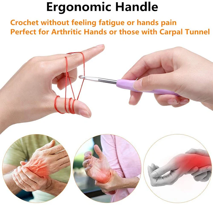 2022 Factory crochet hook set needle through handle crochet hook set knitting needles Crochet Needles