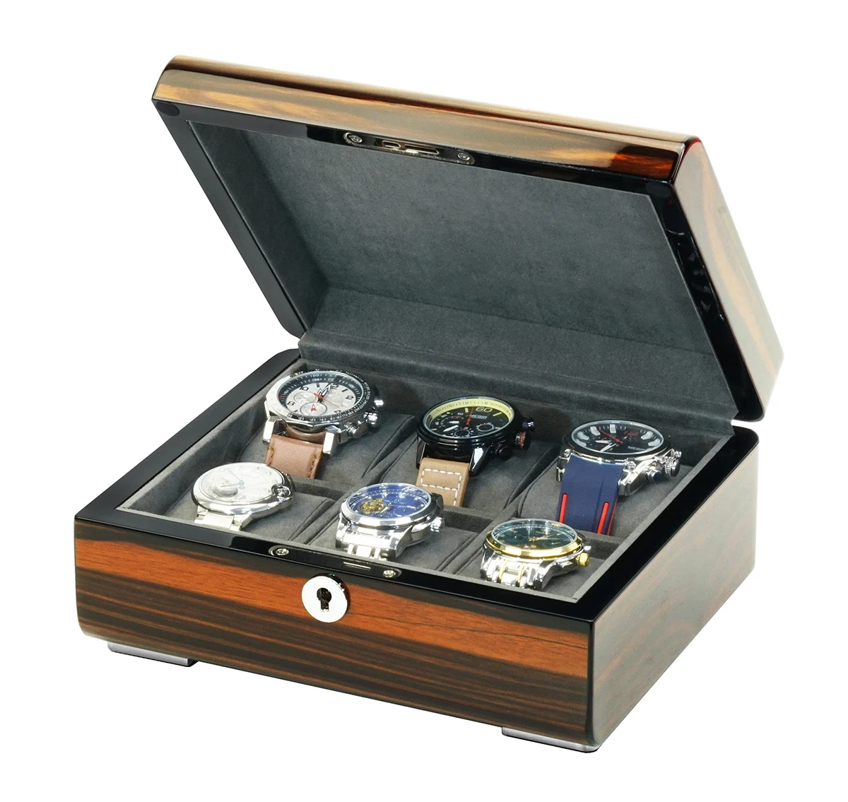 Роскошный Высокий глянец классический 6 слотов большой уход за кожей лица деревянная Караульная будка с замком для мужчин