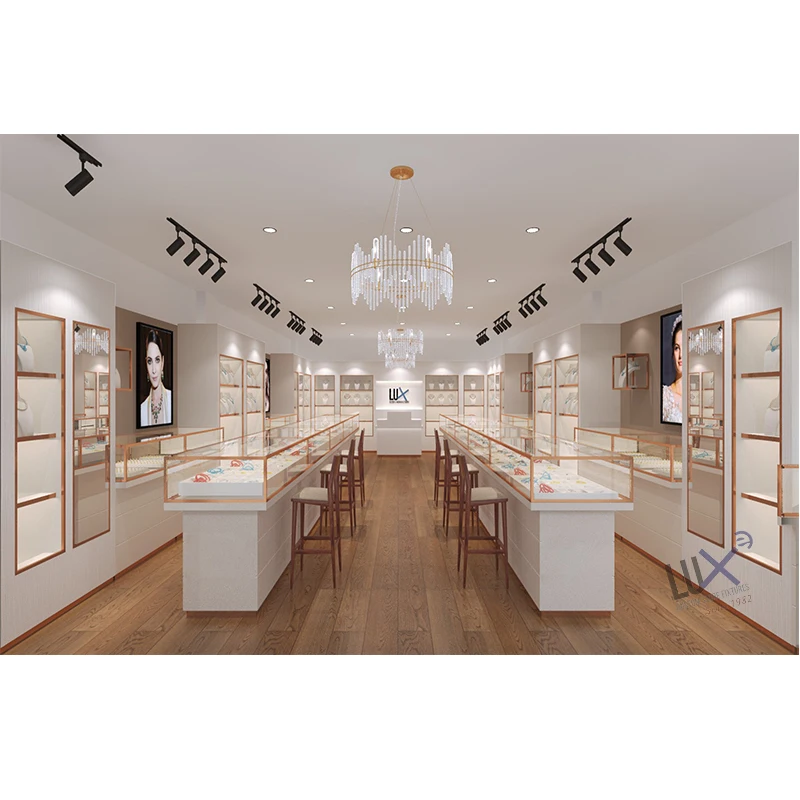 LUX Design Fashion Jewelry Shop Interior Design Custom Jewelry Store Furniture Hot Sale Jewelry Display Showcase