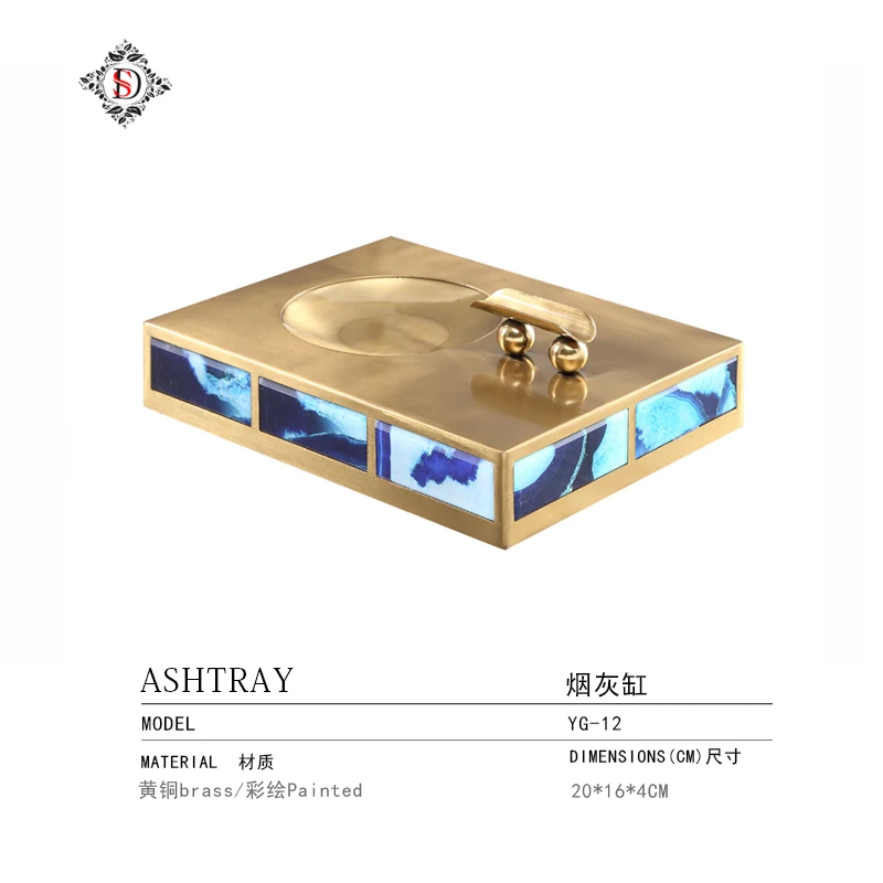 Brass ashtray decoration office living room model room modern minimalist home sales department light luxury decoration
