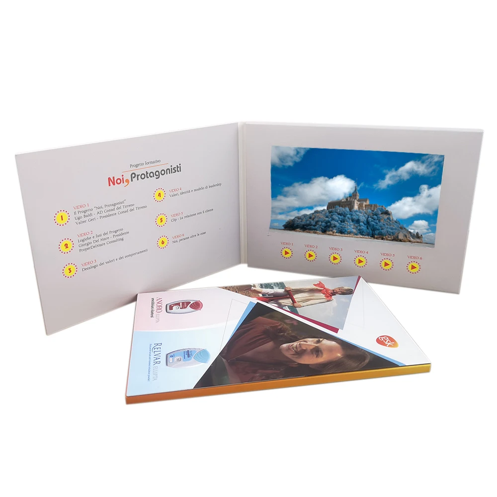 Фабричная поставка 7 дюймов 2 Гб памяти A4 Размер модуль цифровой буклет видео Lcd видео брошюра карта