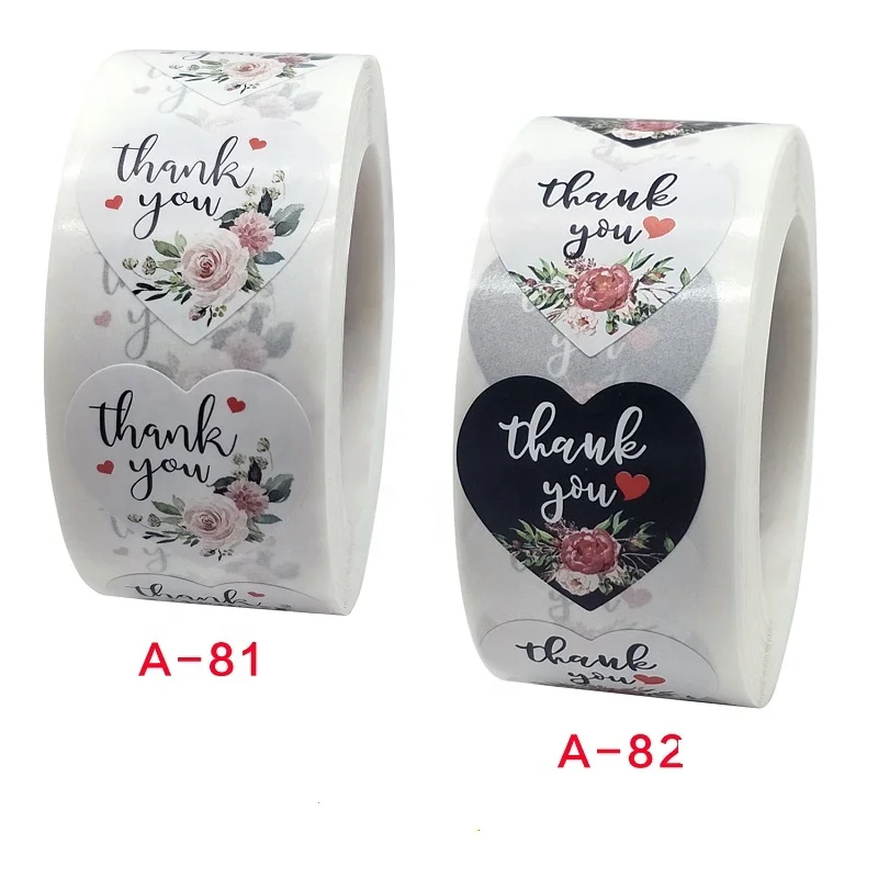 1 Inch Floral Heart Thank You For Supporting My Small Business Sticker Label