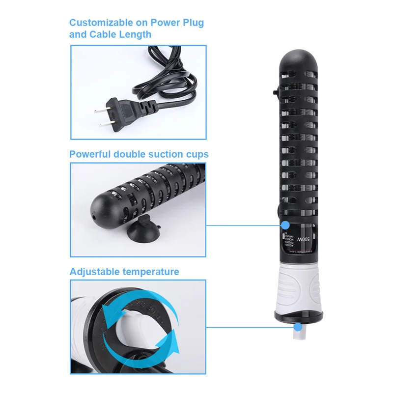 Submersible Aquarium Heater 300W Adjustable Fish Tahk Heater Free Thermometer Fish Tank Water Heater