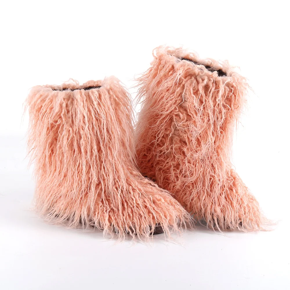 2020 newest winter warm plush sandal  ladies outdoor keep warm slip-on shearling snow boots for women with big size