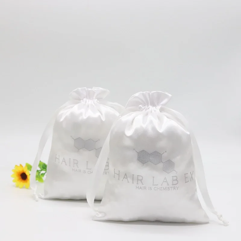 Small Satin Jewellry Drawstring Pouch Custom Logo Satin Christmas Party Gift Wrapping Bag With Ribbon