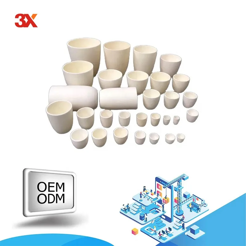 3X Ceramic Parts ODM OEM CNC Machining Metal Nitride Zirconia Silicon Carbide Alumina Ceramic Crucible for Melting Gold Silver