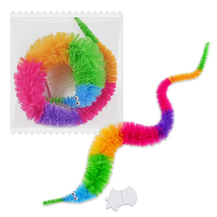 BrilliantMagic New Magic Plush Worm Fuzzy and Wiggly Colorful Plush Worm Toy