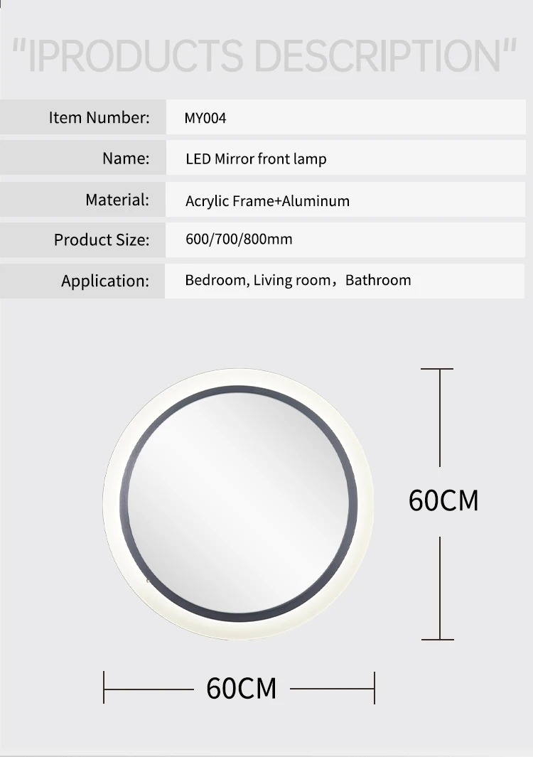 LED High Class Smart Design Illuminated Bathroom Usage Graphic Design Solution Modern Round Led Mirror With Frame