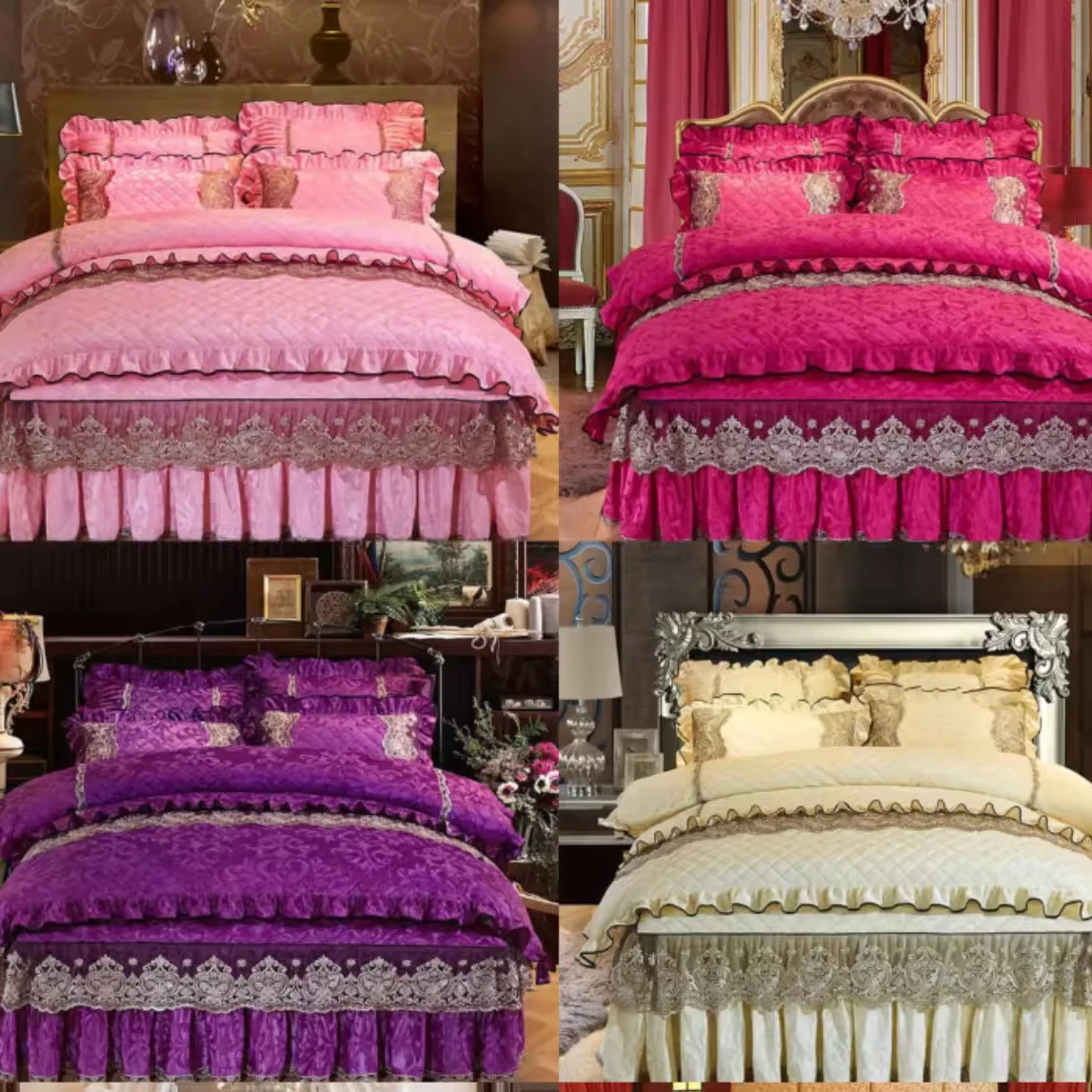 Bed skirt Floral Fitted Sheet Graceful Bedspread Lace Fitted Sheet Bedroom Bed Cover Skirt