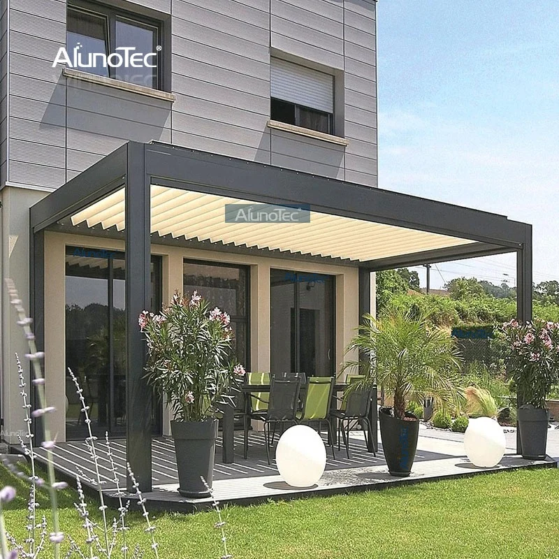 Customized Remote Control Switch Waterproof Rotating Louver Bioclimatic Pergola Design Awning