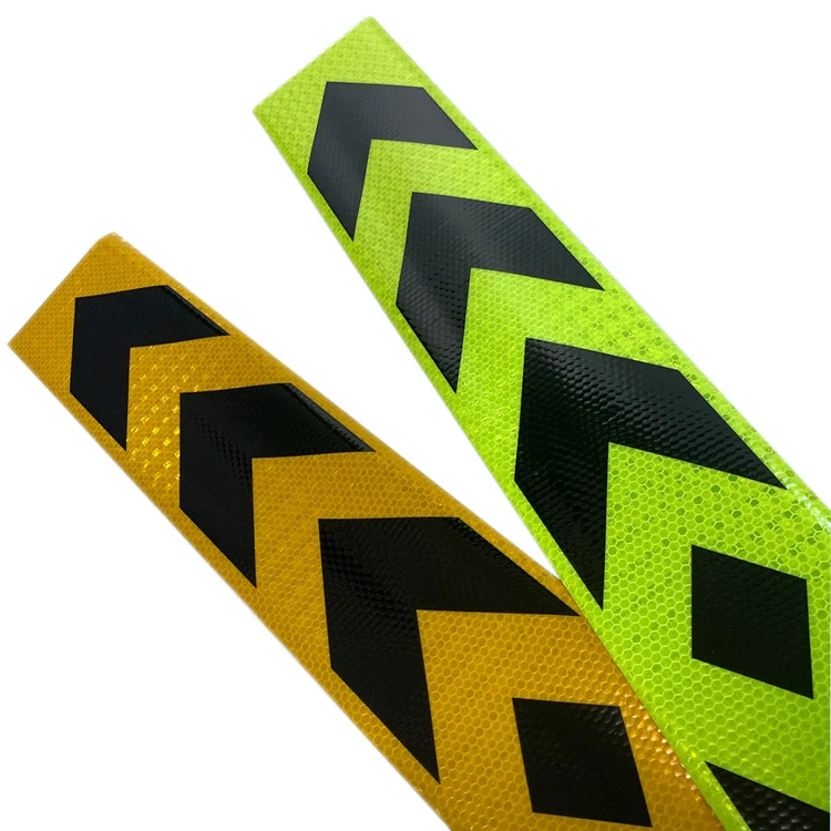yellow black arrow printing high visibility truck car vehicle reflective safety warning sticker