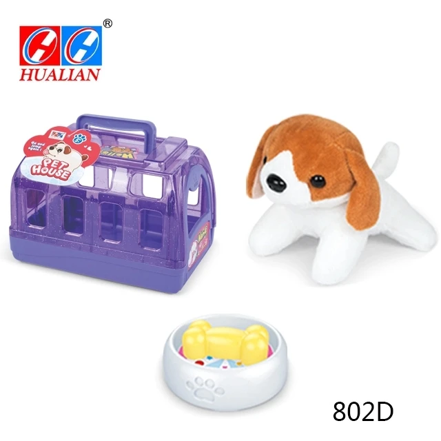 Hot selling kids gift toys pet house toys with plush dog